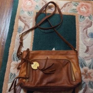 Margot New York Cognac  Leather Crossbody Bag